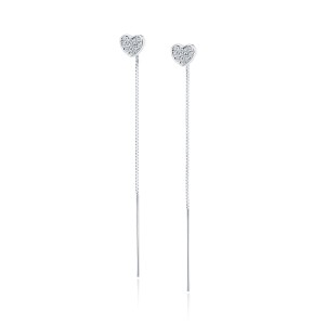 Cercei argint lungi cu lant si inima cu pietre DiAmanti Z0823EPR_W-DIA (Argint 925‰ 1,5 g.)